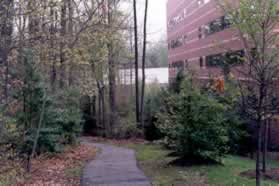 The trail passes the Kaiser Permanente building on the right.