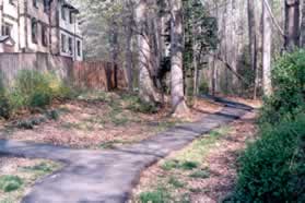 Continue straight at the trail intersecting from the houses on the left.