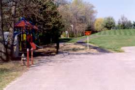 At the end of the driveway take the narrower asphalt path to the left.