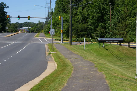 This section of the walk ends at the entrance to Oak Marr RECenter.