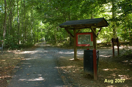 Turn right at the first intersecting trail after the bridge.