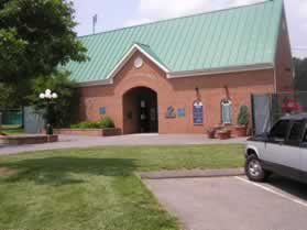 While walking towards the Indoor Ice Rink you will pass the entrance to Shirley Povich Field on the right.