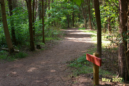 The sign on the right marked "North Loop" will help to identify this turn.