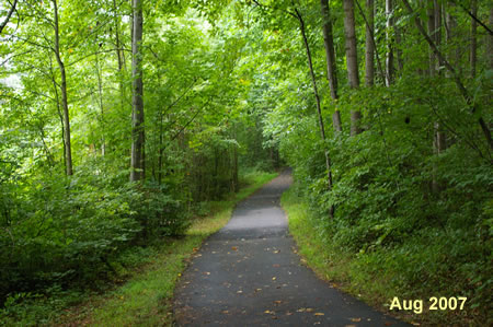 After passing some hills the trail levels off with wetlands on the left.