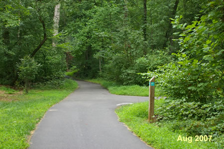 Turn right at the first asphalt path and cross the stream.