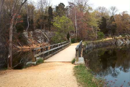 A bridge crosses an outlet from the canal.