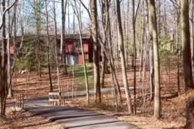 The trail crosses a bridge over Glade Creek and turns right.