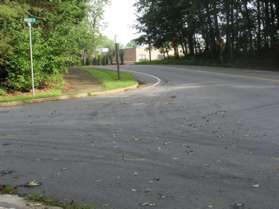 The trail reaches Steeplechase Rd. and turns left to follow it. It then crosses Trotter Lane.