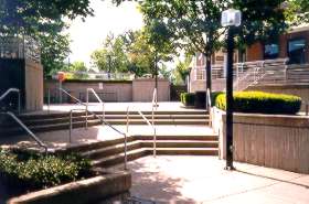 Go up these stairs to return to the shopping area where you started.