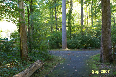 The trail intersects with another trail.  Turn left and you are back at the starting point.