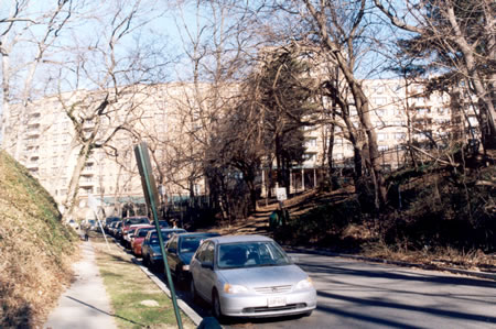 Rock Creek Dr ends at 28th St.  Turn left and follow the sidewalk along that street.