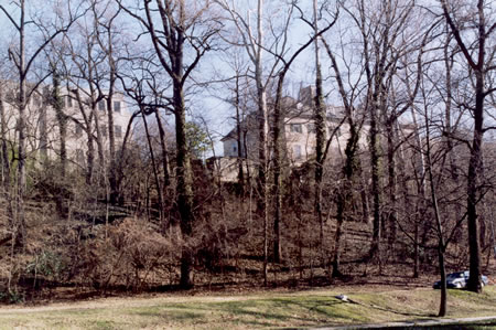 The buildings on the hill to the left are embassies on Massachusetts Av.