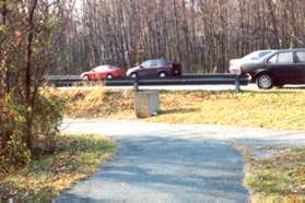 The trail turns to the left prior to Soapstone Drive.