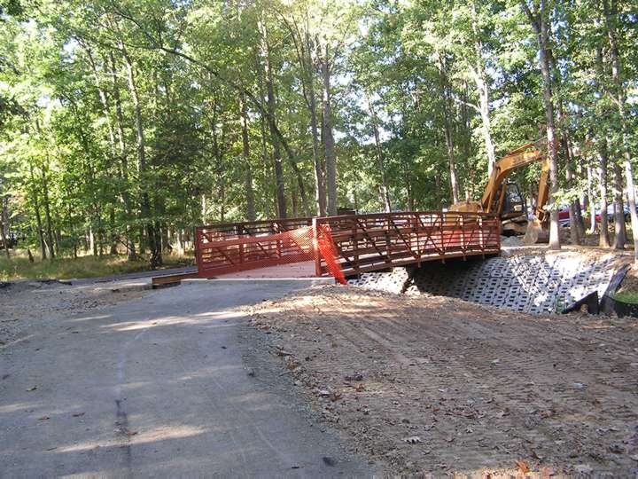 Trail graded to meet trail bridge.