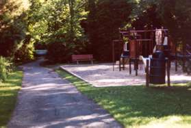 After turning left a tot lot will be seen on the right side of the trail.