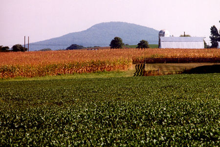 View of Sugarloaf Mountain from the Dickerson commuter rail station.