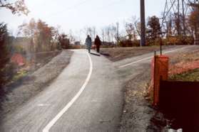 The trail intersects with the Washington and Old Dominion bike trail.  Continue along that trail.