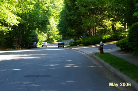 Follow the sidewalk down the hill along Glade Bank Way.