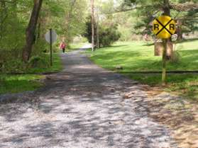 After a short distance the trail crosses another portion of the miniature railroad track.